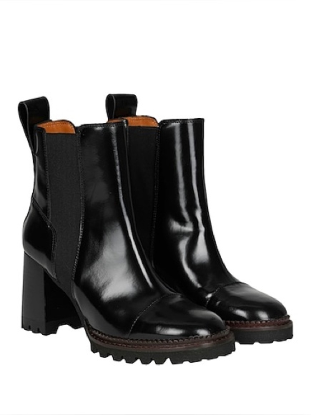 See by Chloe Mallory Lug-sole Leather Chelsea Boots In Nero